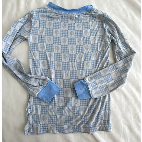 Poppy Kids Blue Checkered Bamboo PJs Size 3T - Picture 2 of 5